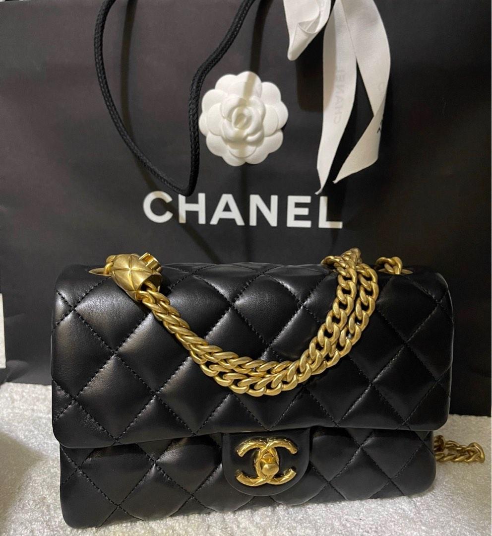 Chanel 22K新款荔枝紋鏈條迷你woc手機包單肩包黑色牛皮尺寸： 17x10x4.5cm - LuxuryGZ