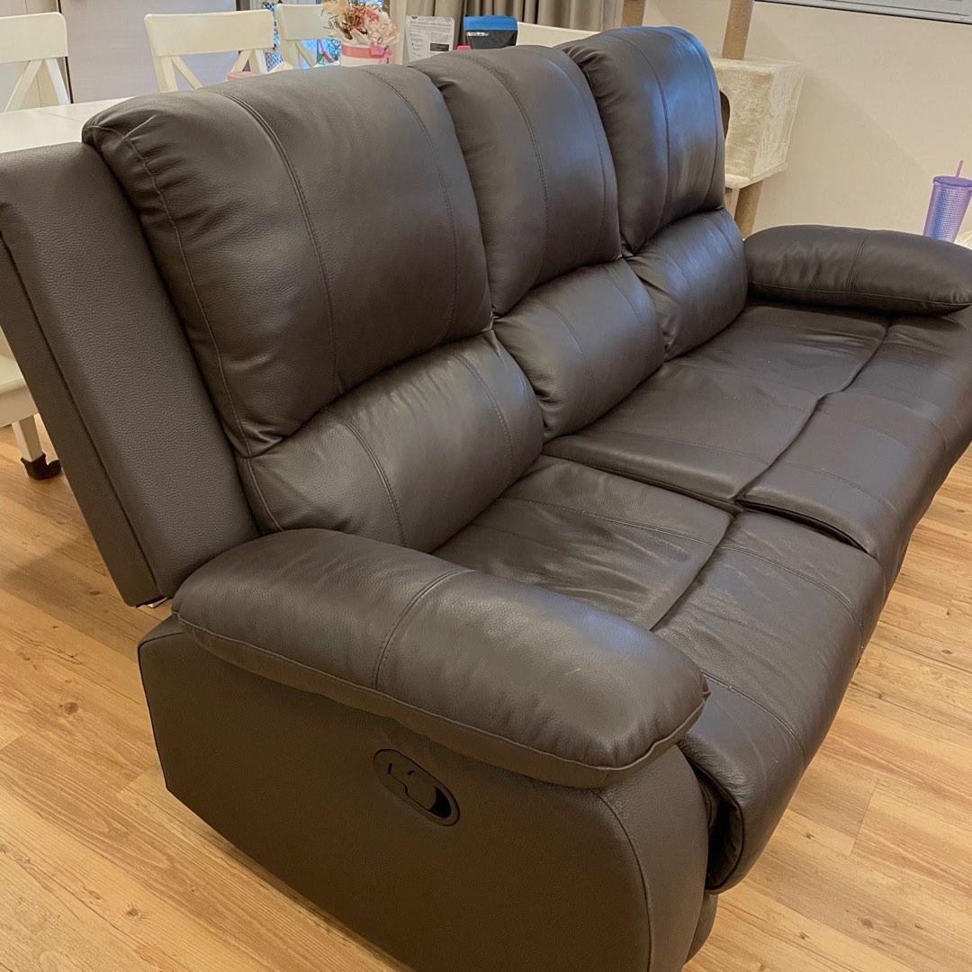 3 seater faux leather recliner sofa, Furniture & Home Living, Furniture