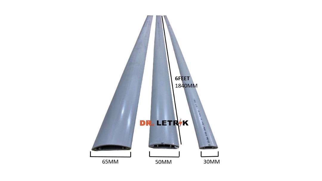 6Feet 65mm Half Moon Floor Cable Casing PVC Grey, Furniture & Home