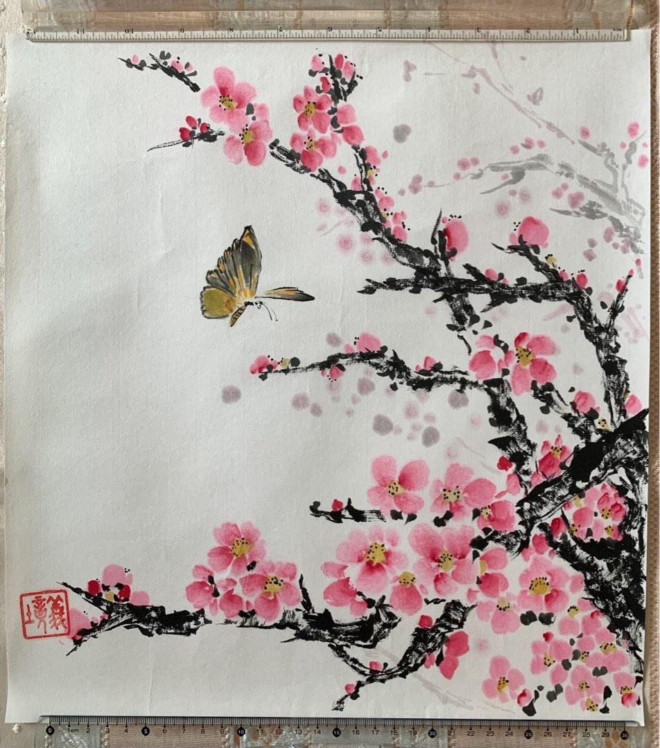水墨画 蝶戀花 美術品・アンティーク・コレクション