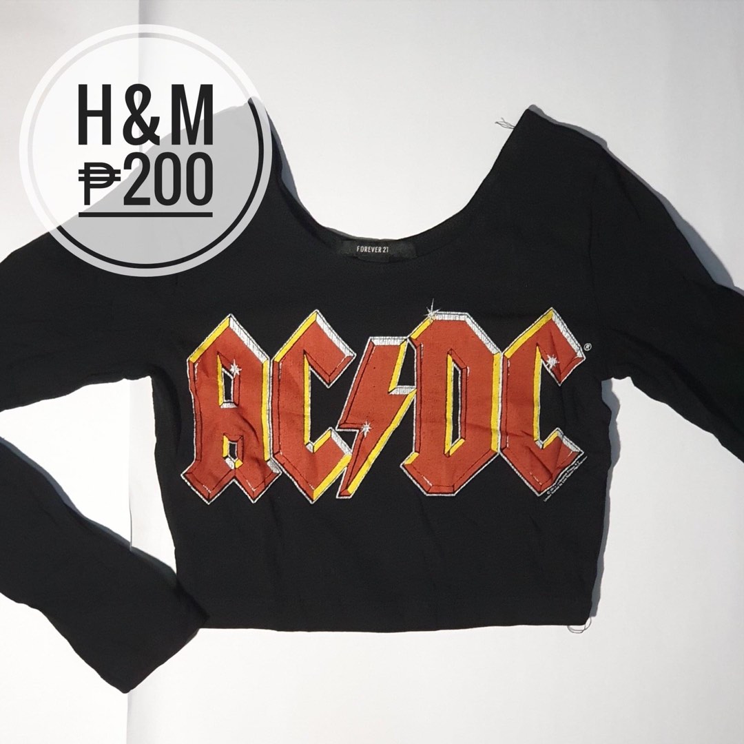 AC/DC long sleeved crop top, Women's Fashion, Tops, Longsleeves on ...