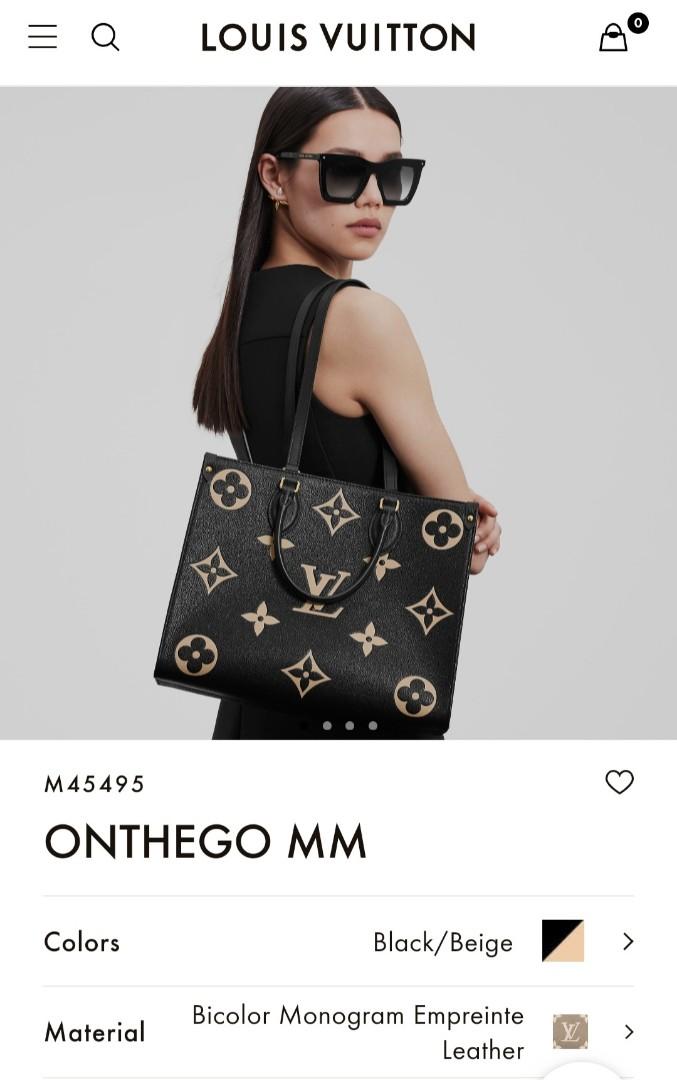 AUTHENTIC Louis Vuitton On the Go MM Empreinte black/beige, Luxury, Bags &  Wallets on Carousell