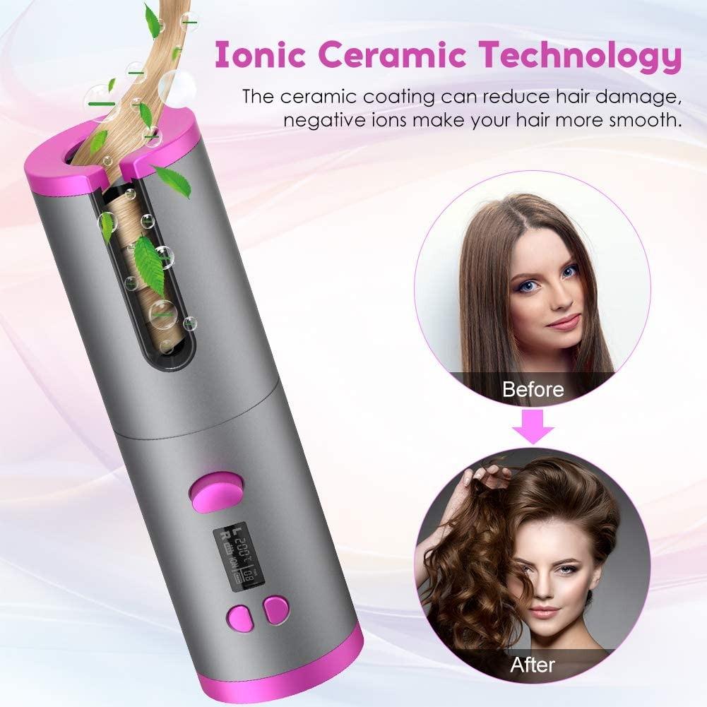 Auto Hair Curler, USB Rechargeable Wireless Automatic Curling Tongs Hair  Styling Tools with LCD Display 6 Adjustable Temperature  Setting,Professional Hair wavers for Long & Short Hair (Gray), Beauty &  Personal Care, Hair