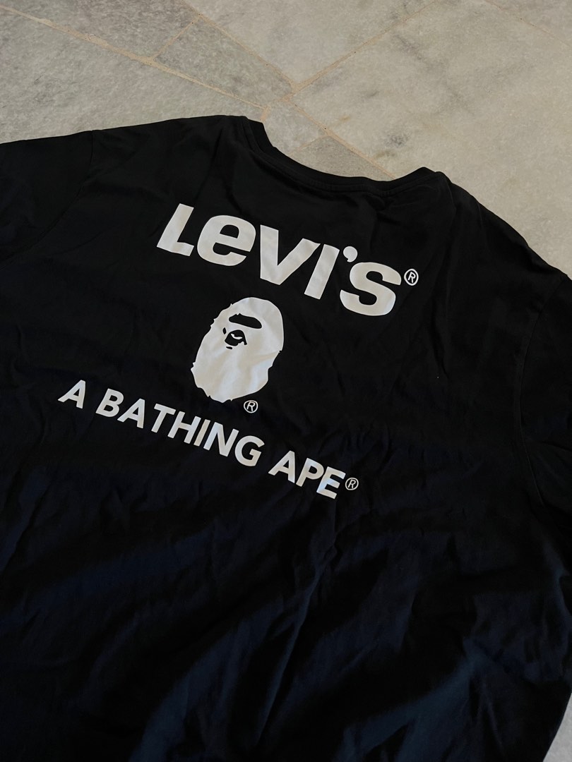 BAPE X Levi's tee black colour size XXL, Men's Fashion, Tops & Sets,  Tshirts & Polo Shirts on Carousell