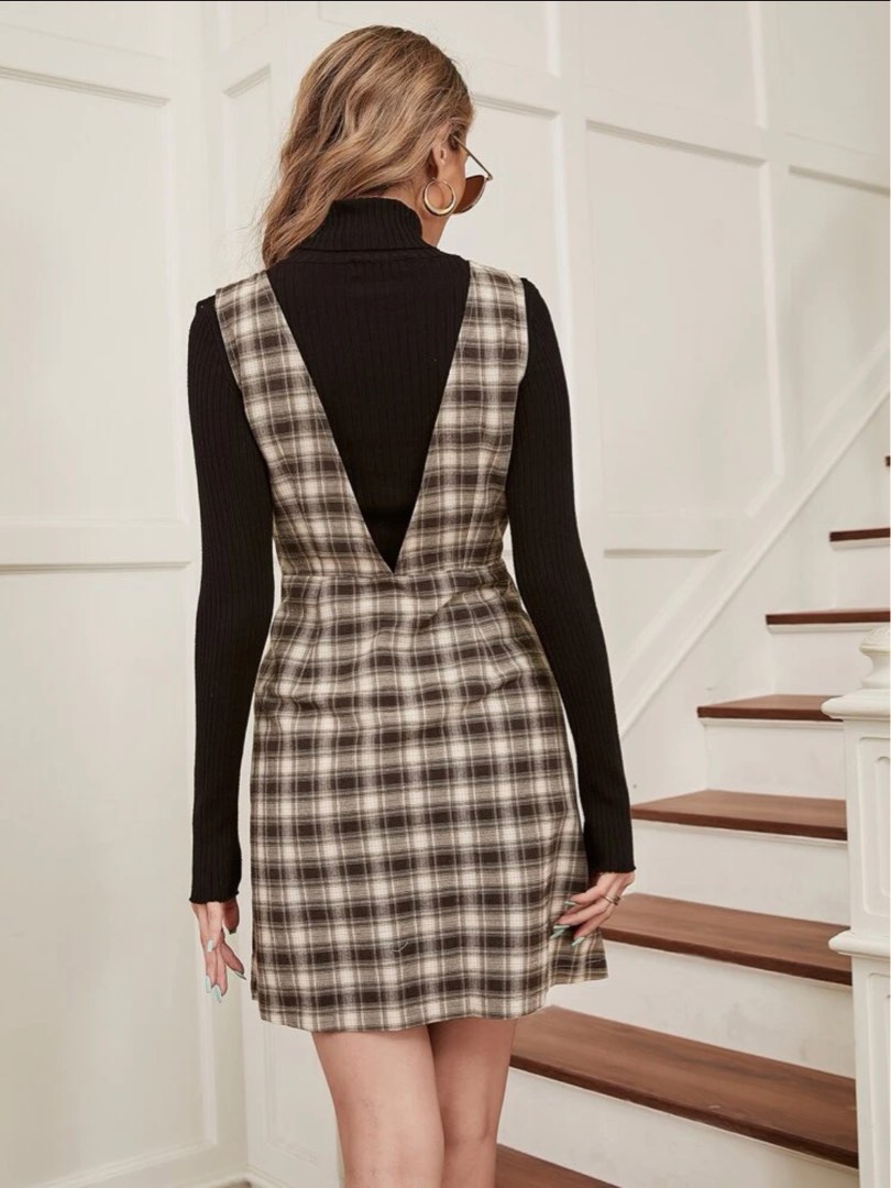 Checkered jumper dress new arrivals