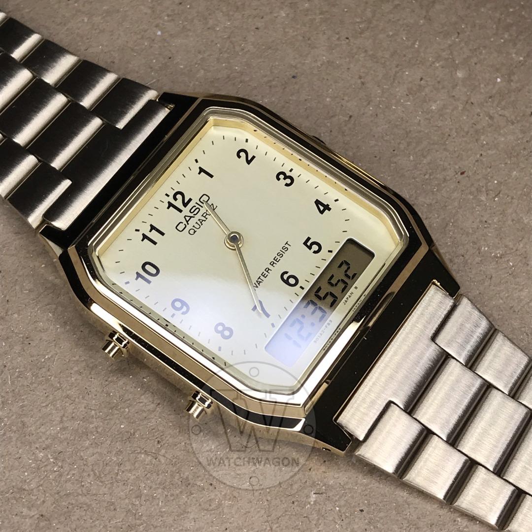 Casio AQ 230GA 9B Vintage Series Standard Analog Digital Gold