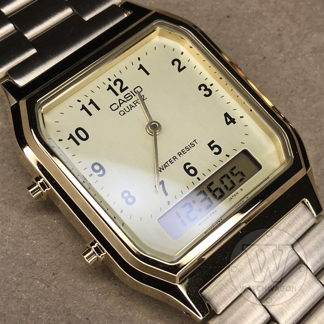Casio aq230 best sale vintage gold watch