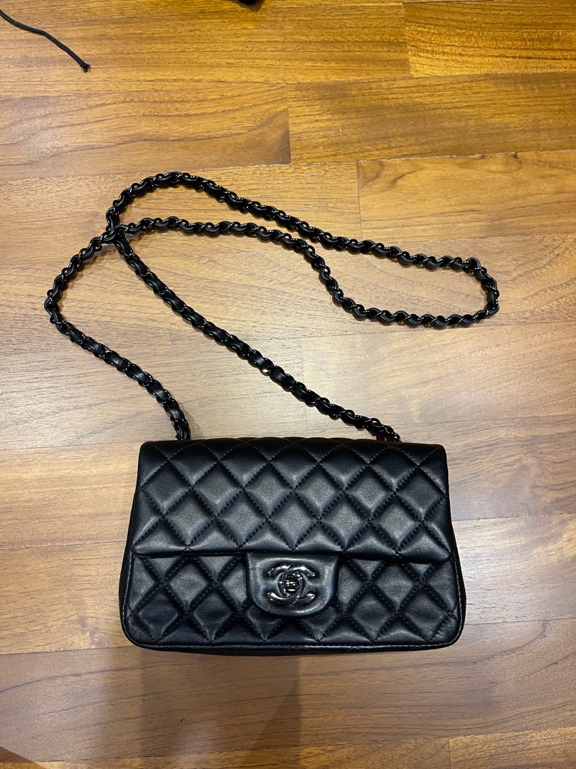 Chanel Mini Rectangular, So Black, Luxury, Bags & Wallets on Carousell