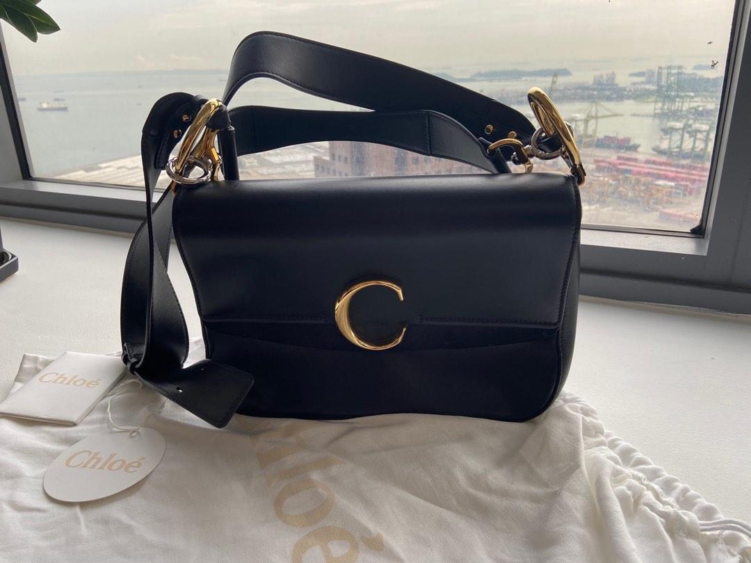Chloe C Bag Black Leather Suede