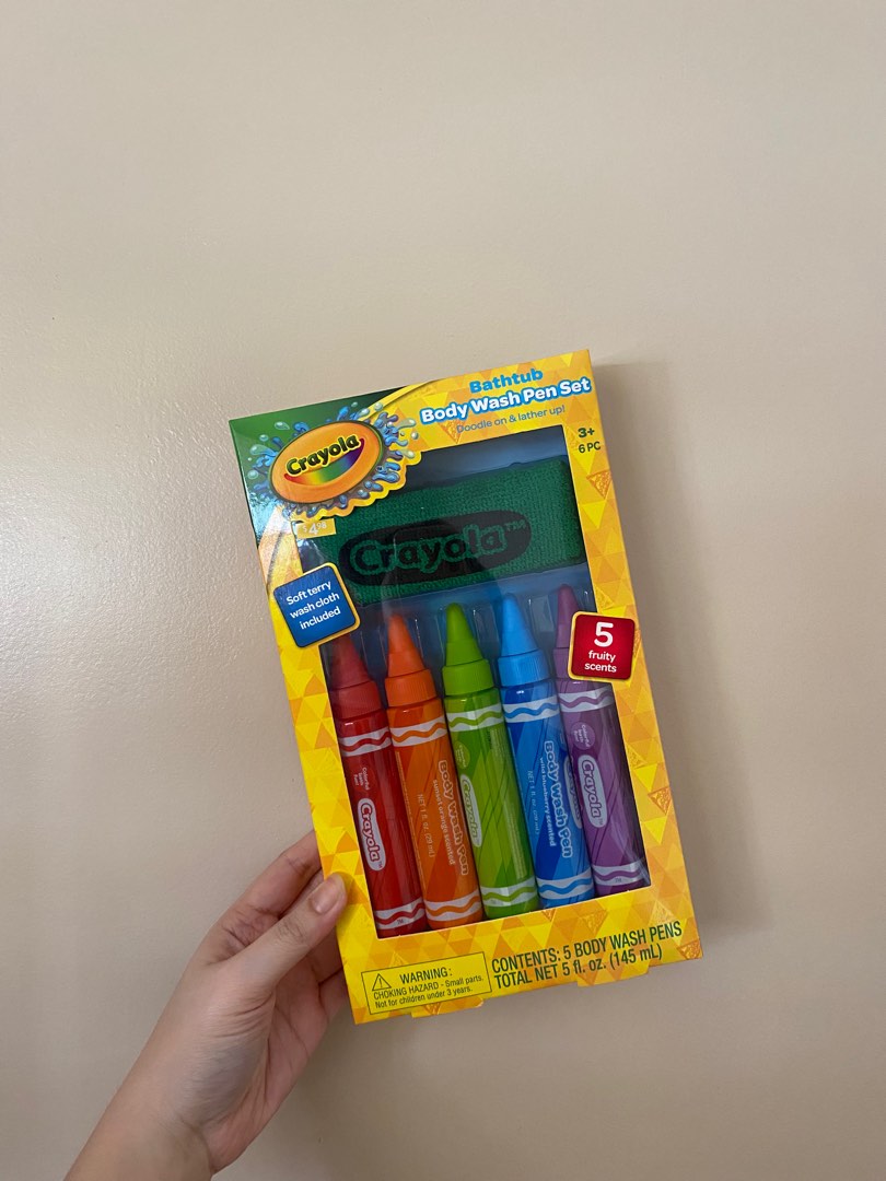 Crayola, Bath, Crayola Body Wash Pen Set 5 Fruity Scents Includes Soft  Wash Cloth Nwt