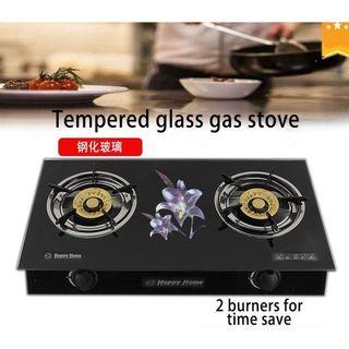 Double Burner Gas Stove tempered Glass
