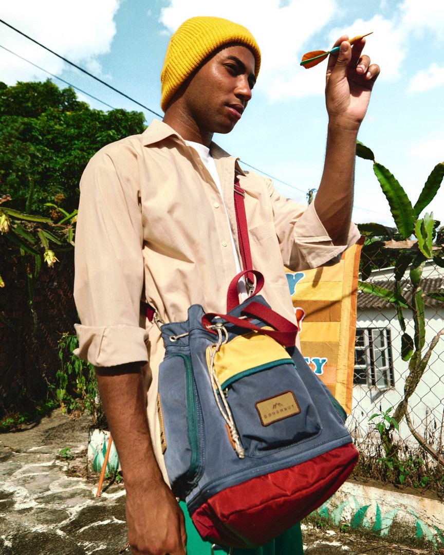 Doughnut Pyramid Happy Camper Adjustable Backpack Crossbody Bag