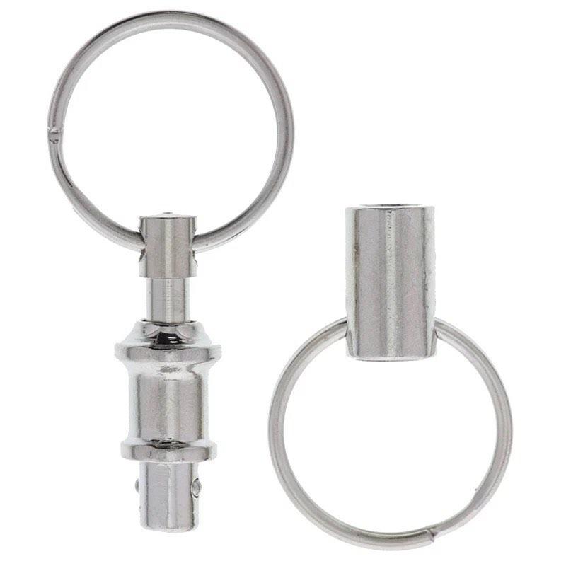 Dual Detachable Key Ring Snap Lock Holder Quick Release Steel