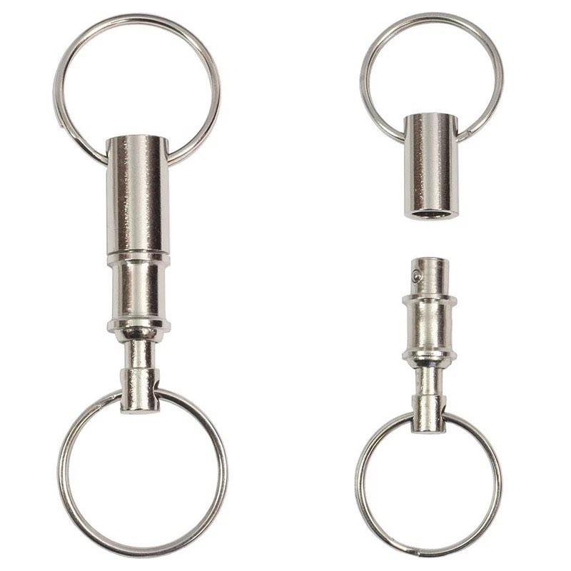 Dual Detachable Key Ring Snap Lock Holder Quick Release Steel