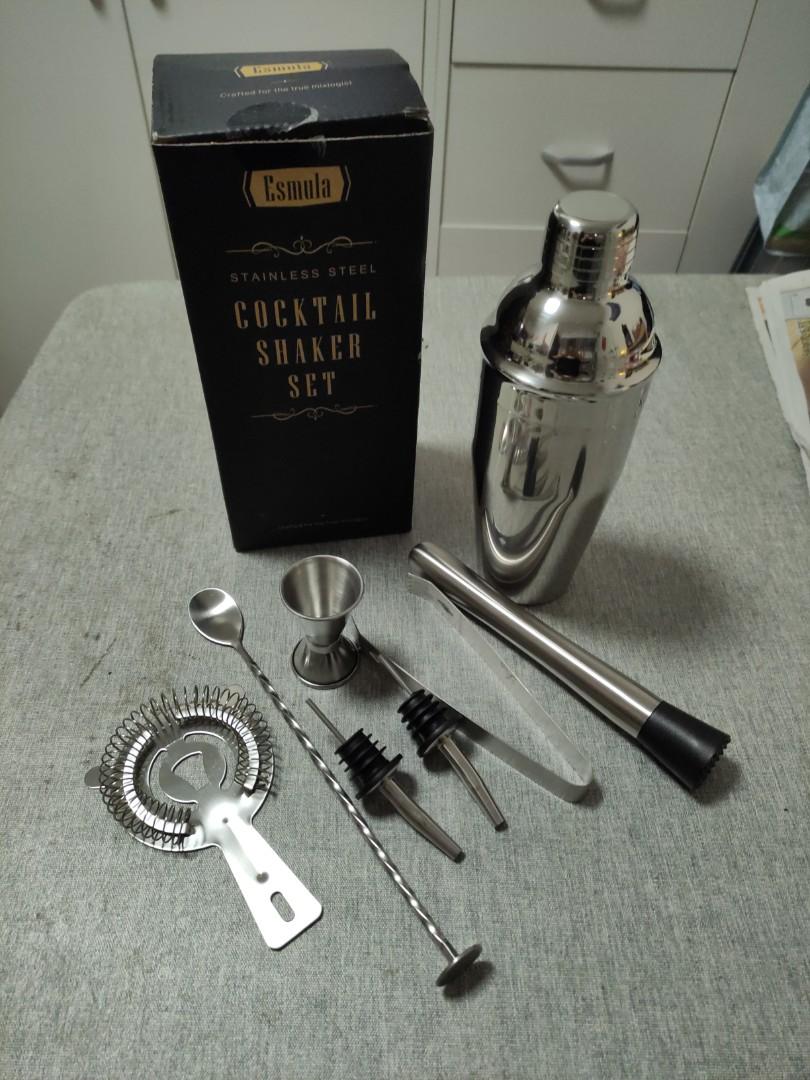 Esmula Cocktail Shaker Set Stainless steel, 興趣及遊戲, 手作＆自家設計, 工藝用品及工具