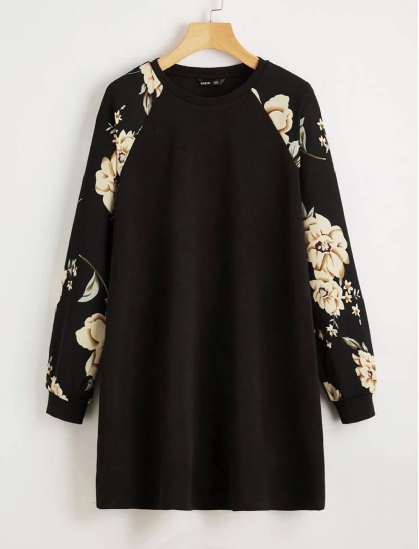 Floral Print Raglan Sleeve Dress, Women 