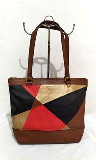 Fossil patchwork shopper multi red