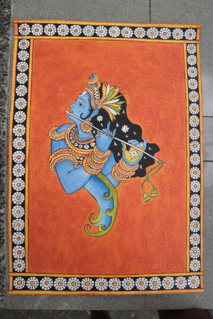 Handcrafted Traditional Kerala Mural Painting of Lord Krishna