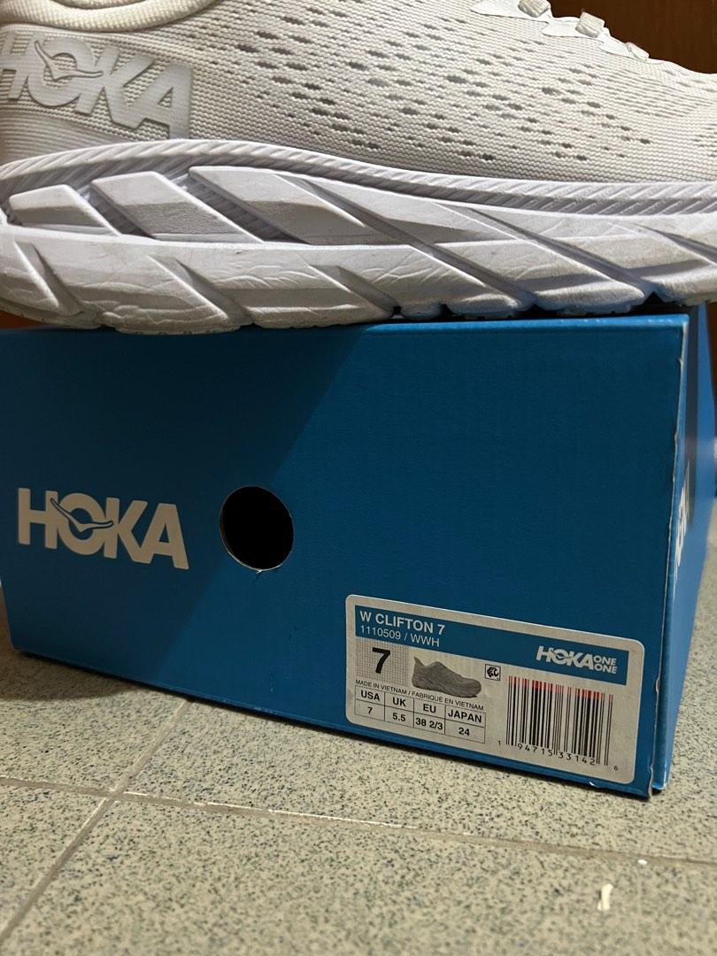hoka one one clifton 7 白色us7 24cm 38.5, 女裝, 鞋, 波鞋- Carousell