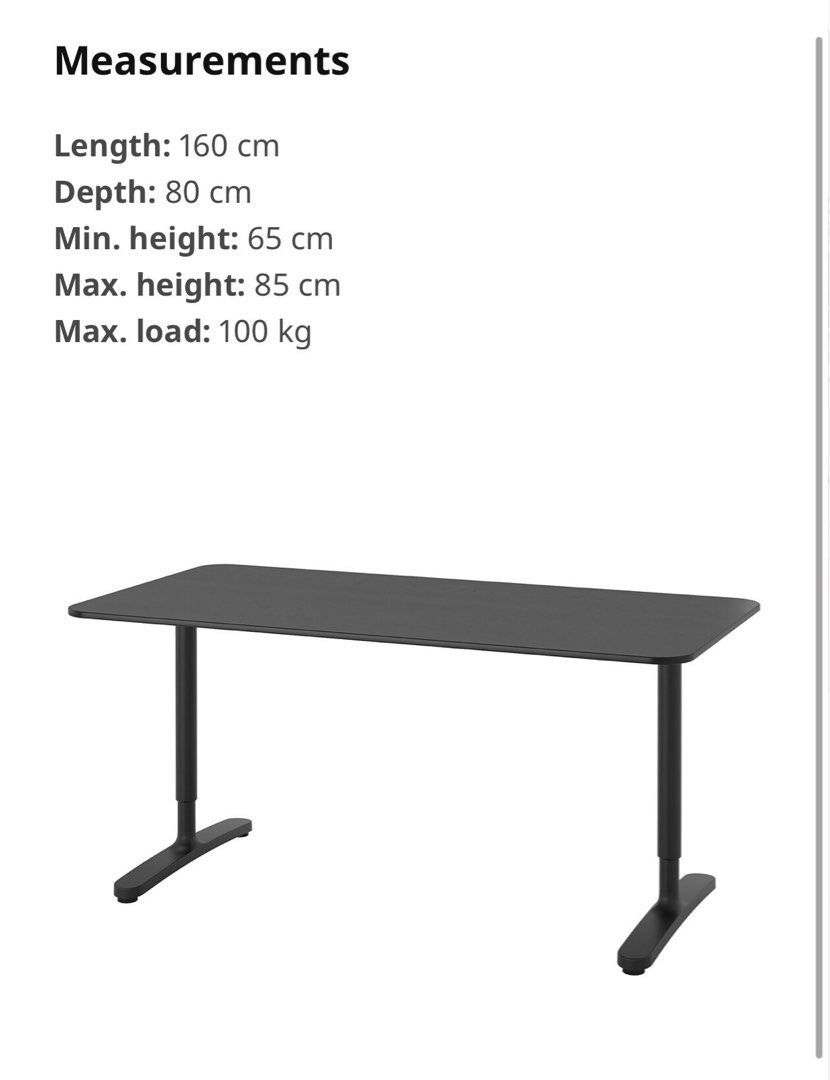 Ikea Bekant Desk (black), Furniture & Home Living, Furniture, Tables