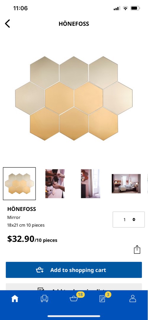 Ikea hexagon mirror, Furniture & Home Living, Home Decor, Mirrors on