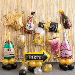 [Instock] Alcohol Drinks Foil Balloon - Champagne, Wine, Beer 