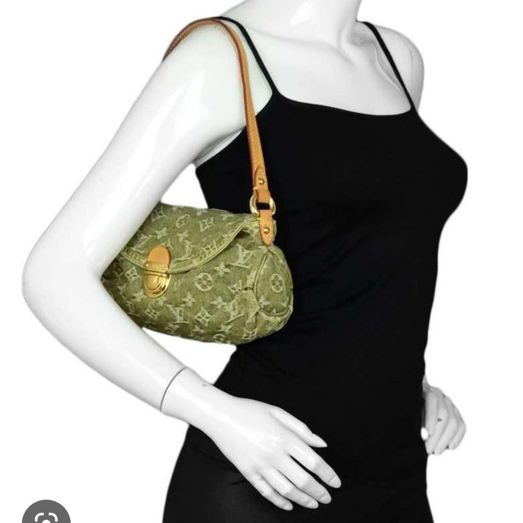 Louis Vuitton Green Monogram Denim Mini Pleaty Pochette Bag