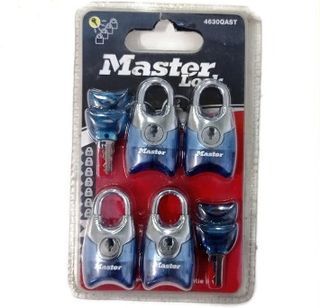 Master Lock 4pcs. Keyed Alike 20mm Fusion Luggage Padlock with Shrouded Shackle Model: 4630QAST Blue