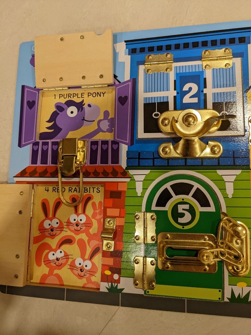 Melissa Doug Wooden Latch Board puzzle, Babies & Kids, Infant Playtime