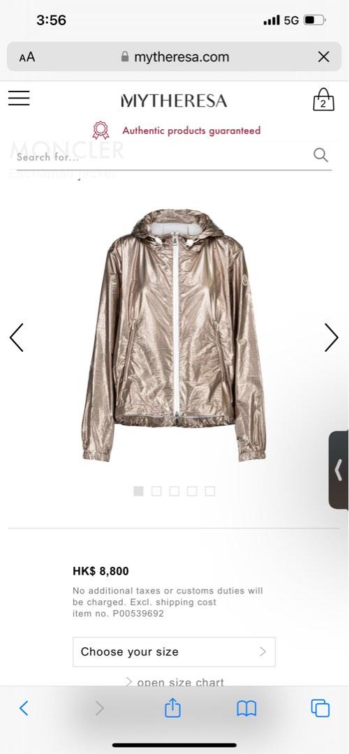 Moncler wind jacket metallic 8800 current season size 3 Carousell