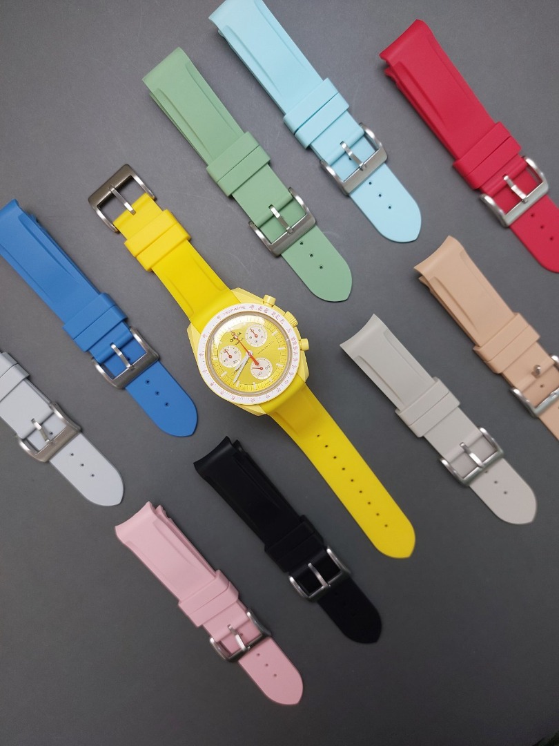 Omega x Swatch Moonswatch Curved Rubber Straps, Men's Fashion, Watches ...