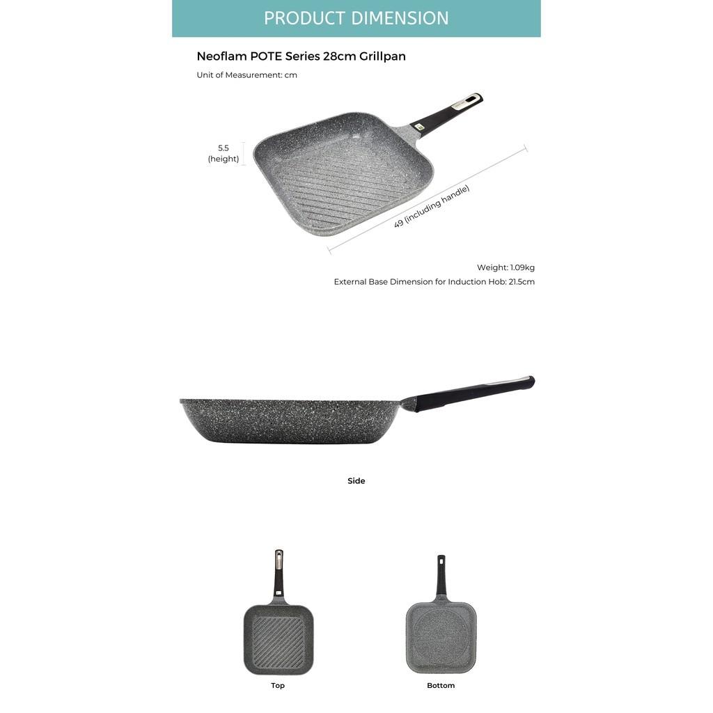Pote 28cm Grillpan │ NonStick Xtrema Ceramic Coating, Furniture & Home