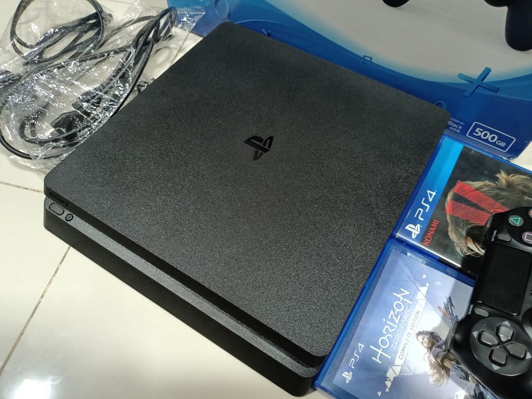 PS4 SLIM (Category: PlayStation) located in Pasig City. Submitted by Mpatron (Listing ID 1188742713, Image 2). Description: PS4 SLIM like new makinis walang hairline scratch. 1 orig ds4 controller 1 hdmi cable 1 usb charging cable 1 power cable comes with 2 physical games -horizon zero dawn -metal gear v phantom pain rfs: not using anymore upgrade ng pc..