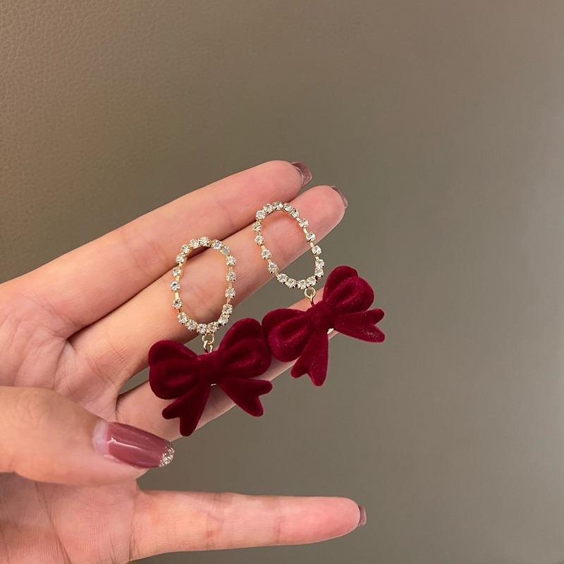 Red velvet earrings on sale
