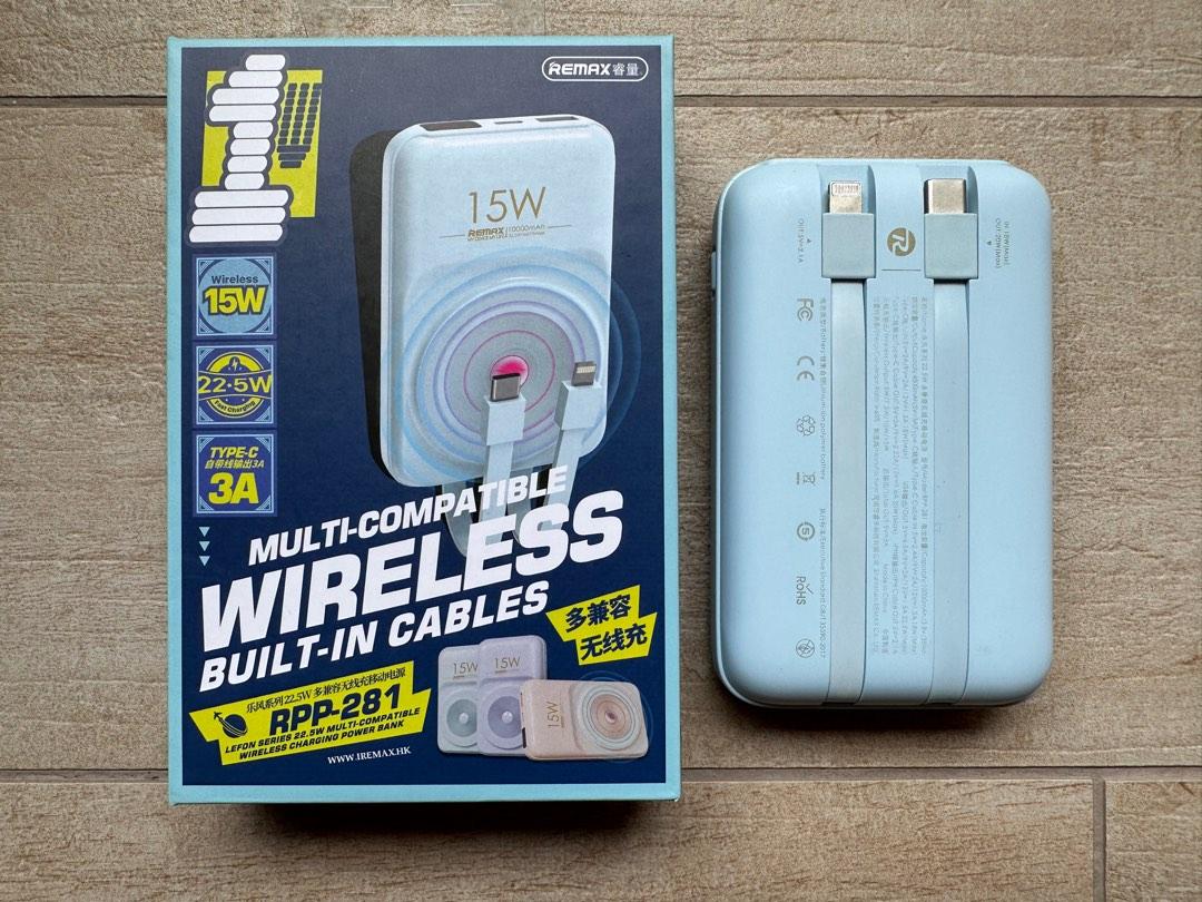Remax wireless power bank, 10000mah, support magsafe, self contained ...