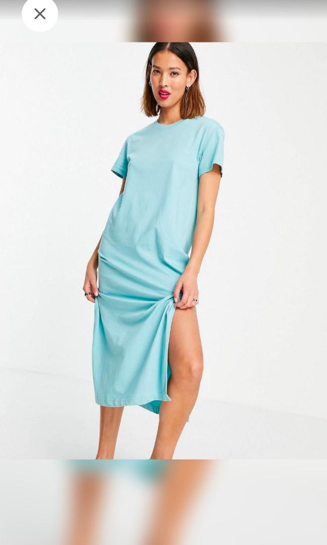 S) ASOS Weekday Alanis Organic T-shirt Dress, Women's Fashion