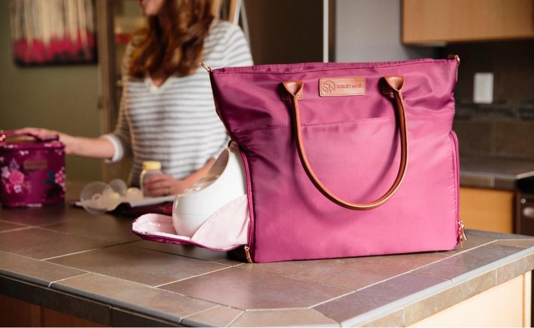 Sarah Wells Abby (Berry) Breast Pump Office Tote Bag, Women's Fashion