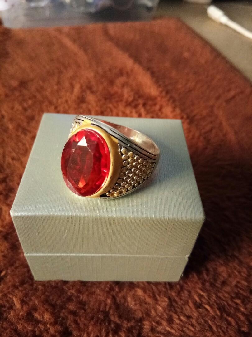 Silver 925 Male Ring (Stone not real), Women's Fashion, Jewelry