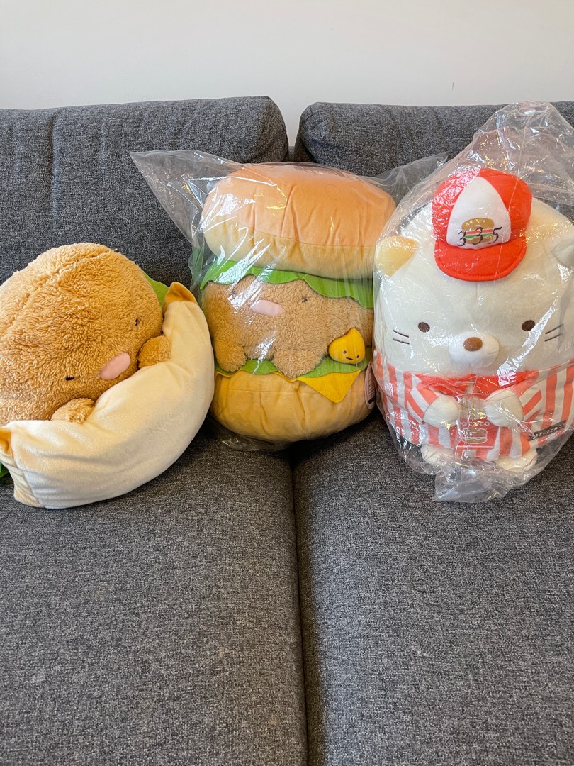 Sumikko Gurashi Tonkatsu Burger Plush, Neko Plush, Tonkatsu Sandwich