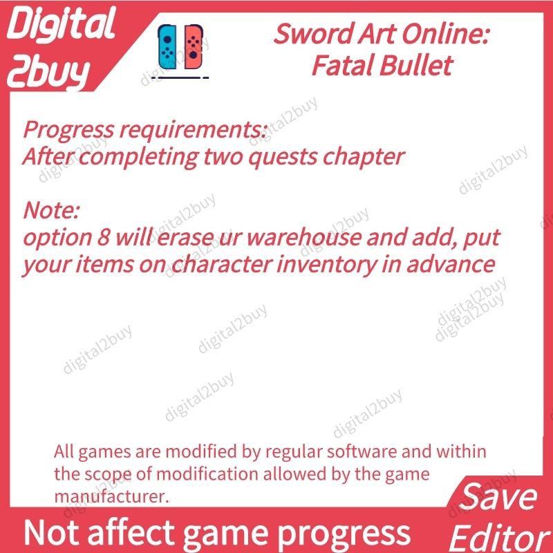 Sword Art Online Fatal Bullet Save Editor SAOFB Save Modding, Video