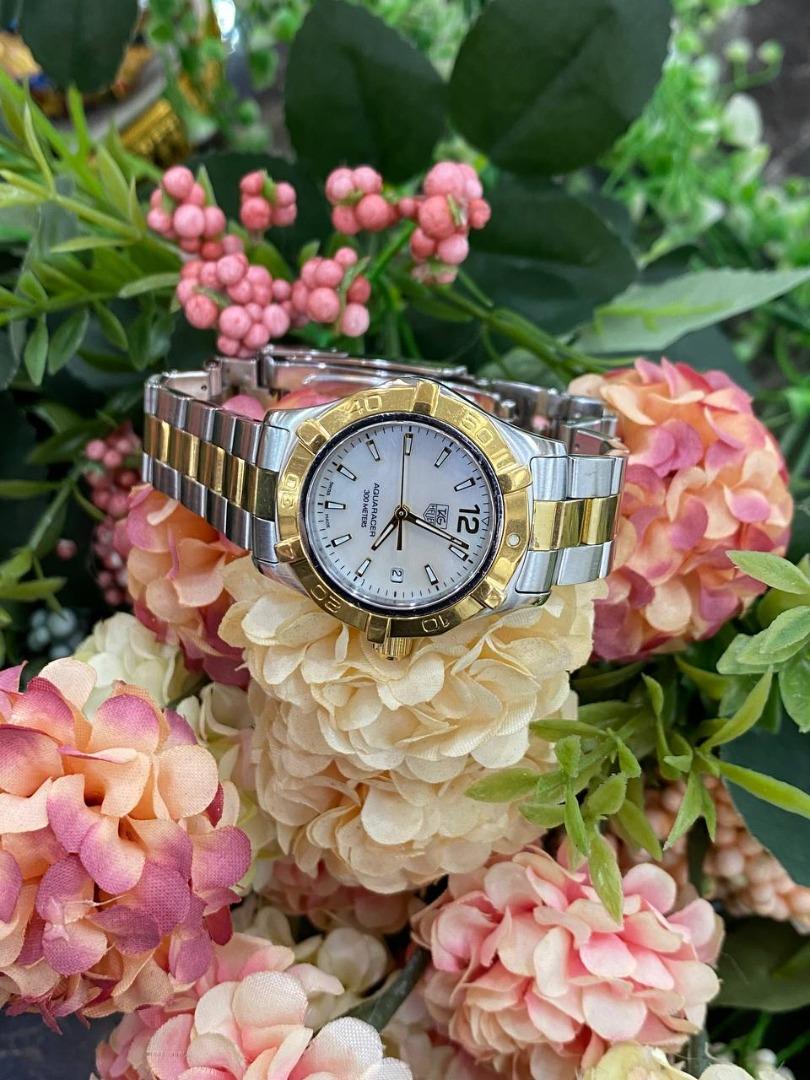TAG HEUER AQUARACER LADY MOTHER OF PEARL REF WAF1424 27MM QUARTZ WATCH FULL SET