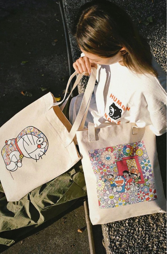 Hand Painted Takashi Murakami X KAWS Tote Bag 