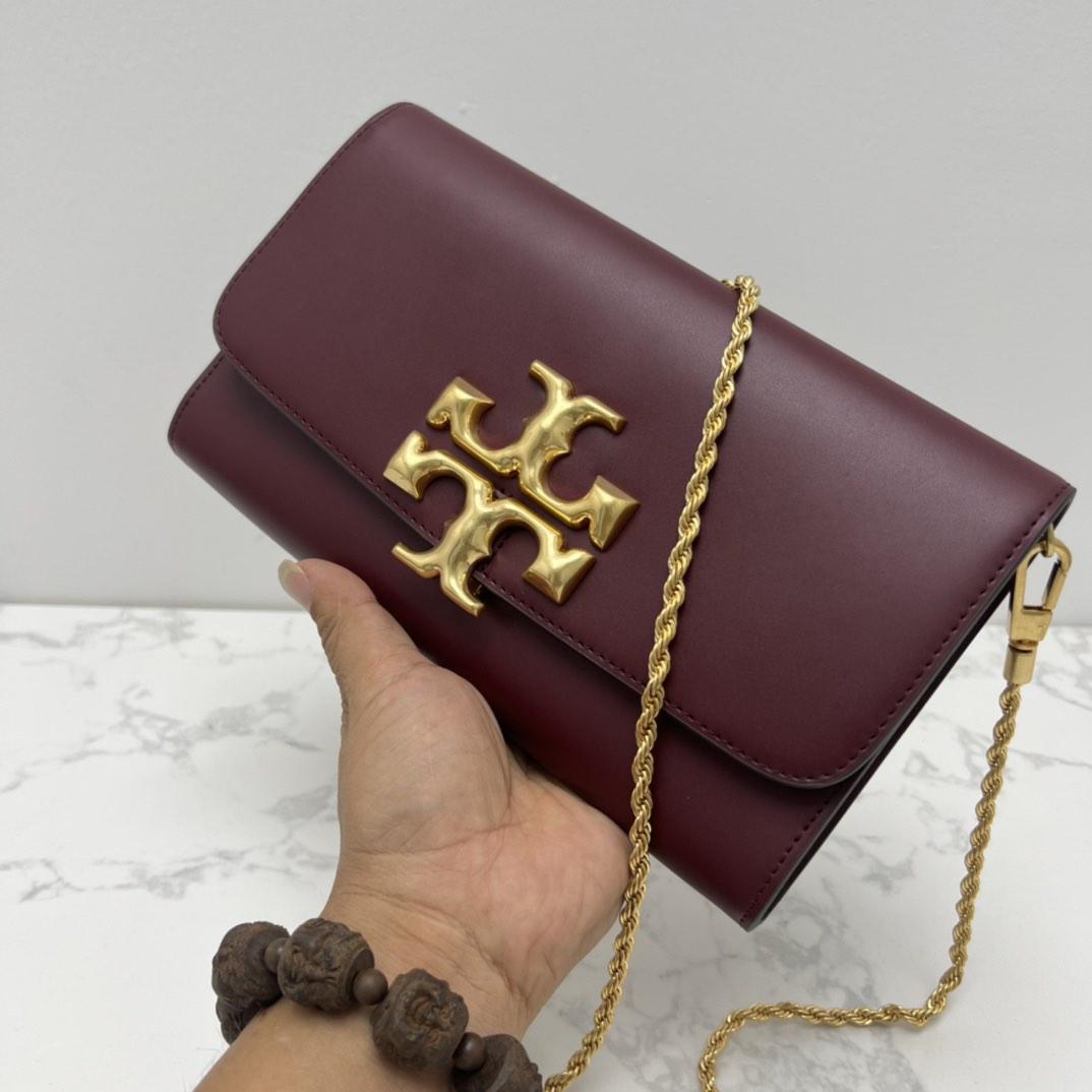 TORY BURCH Eleanor Clutch Bag 73578 Claret, Women's Fashion, Bags &  Wallets, Clutches on Carousell