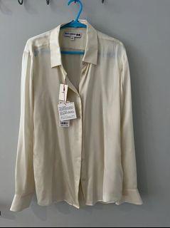 uniqlo silk shirt beige size s