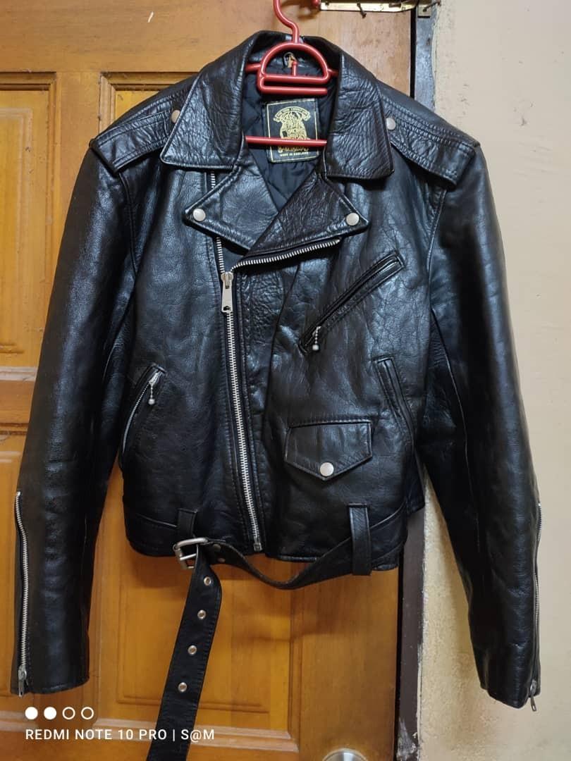 Vintage 666 Double collar leather jacket fo punk rockabilly biker ...