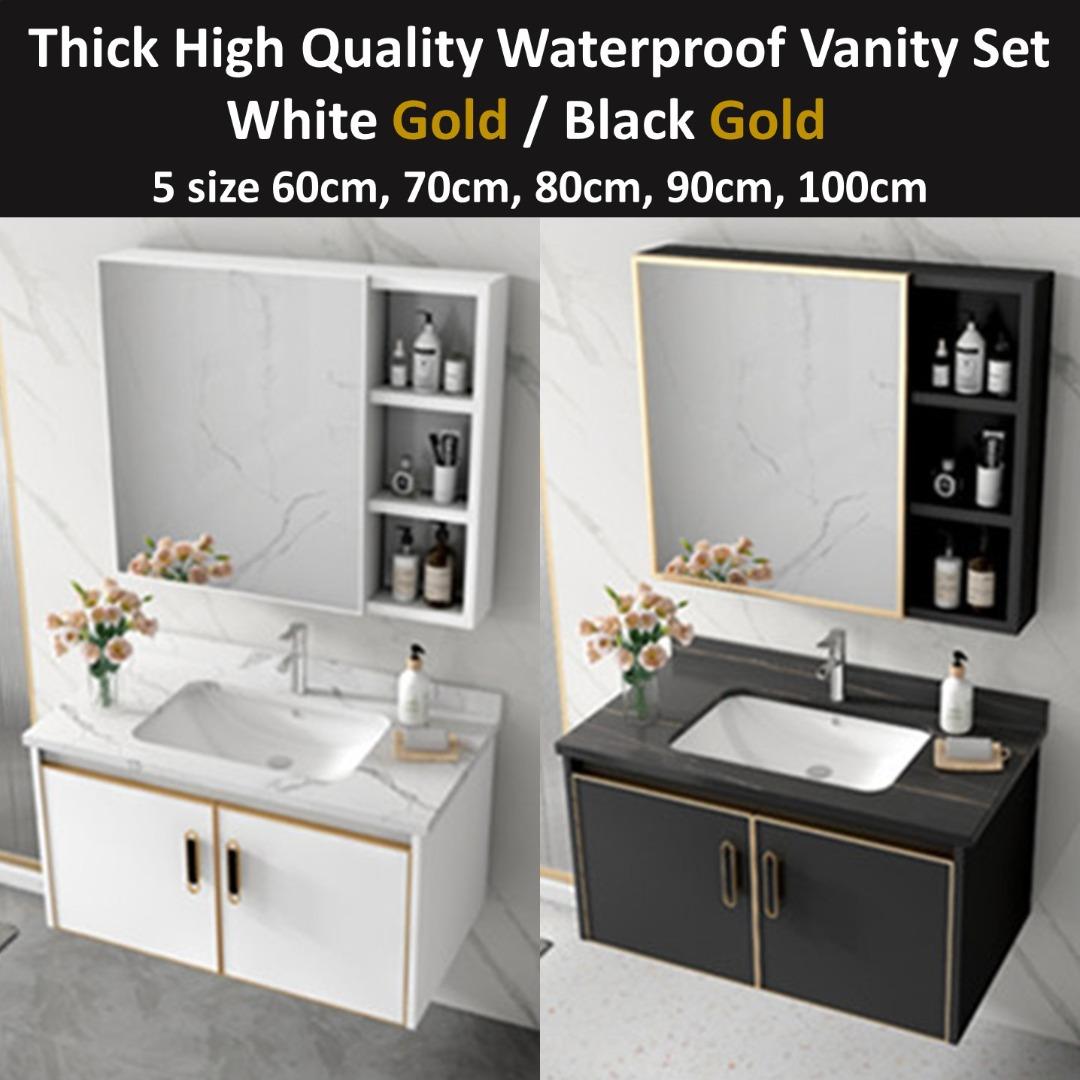 Waterproof Thick High Quality Vanity Set / Basin / Black Vanity