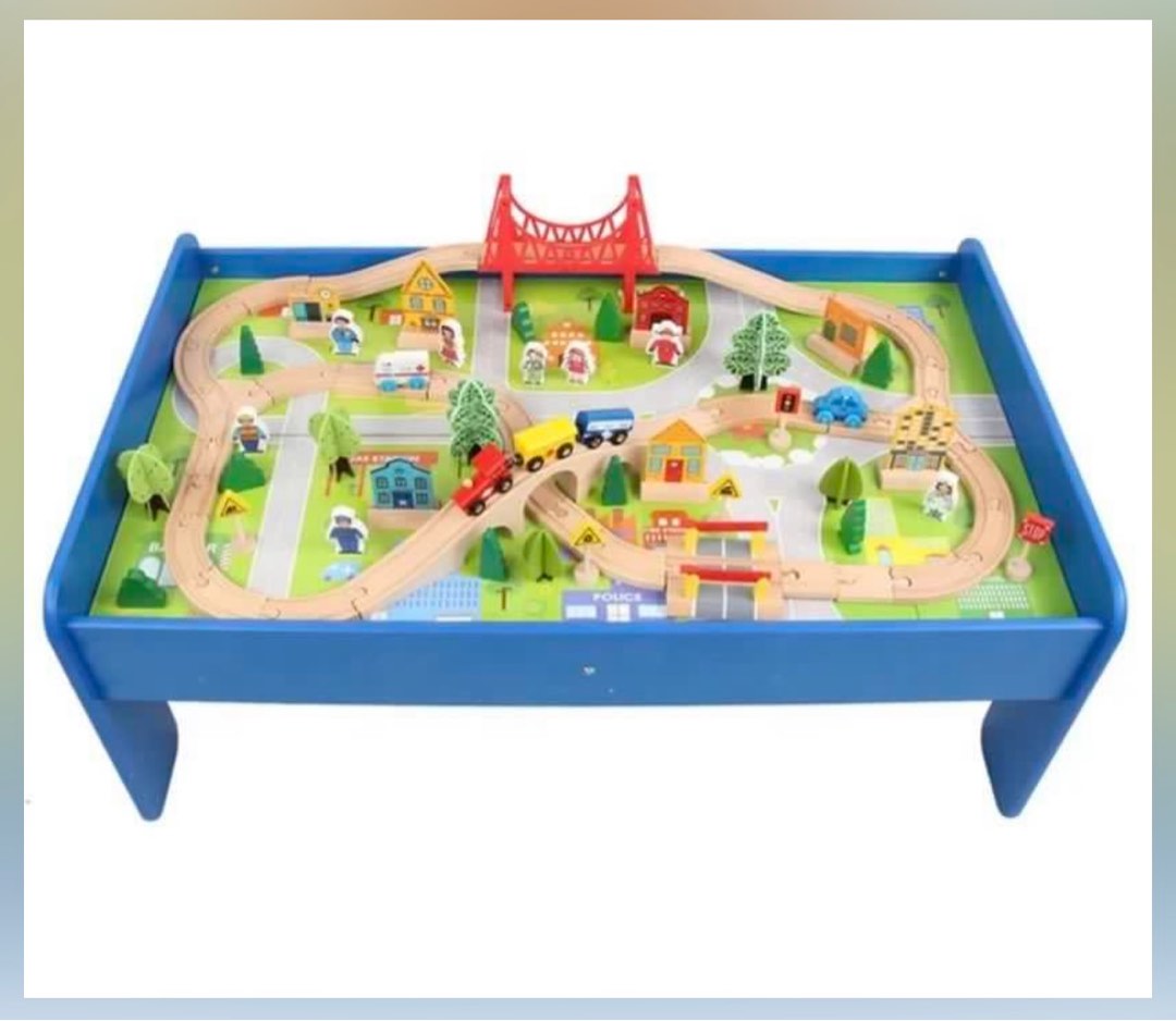 Wooden train table, Babies & Kids, Infant Playtime on Carousell