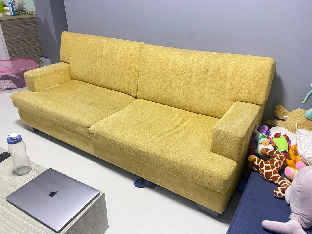 Yellow 3 seater sofa, Furniture & Home Living, Furniture, Sofas on