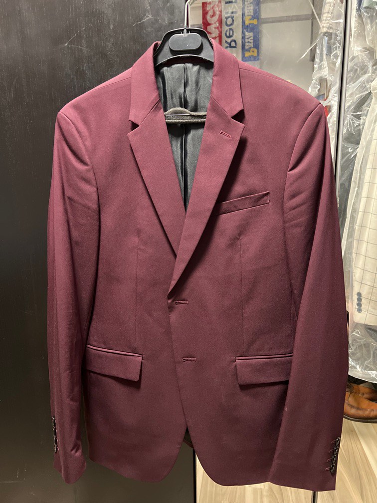 Maroon suit zara outlet