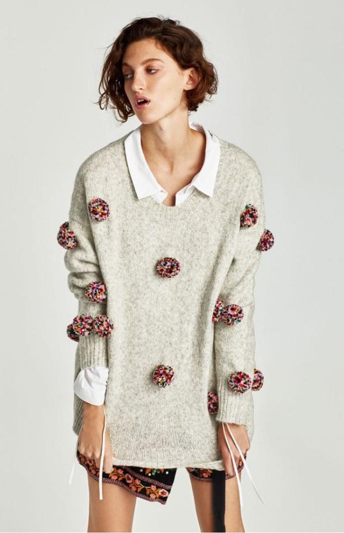 Zara pom cheap pom jumper